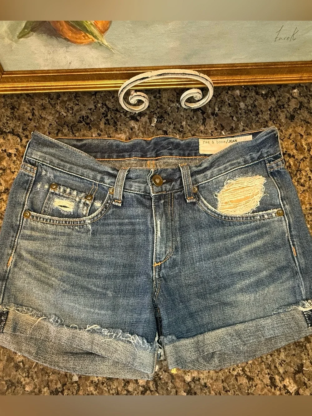 rag & bone/Woodstock JEAN Blue Denim Shorts 23 Mid Rise 3